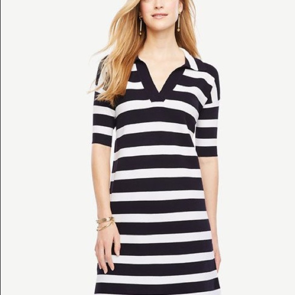 STRIPED POLO SWEATER DRESS